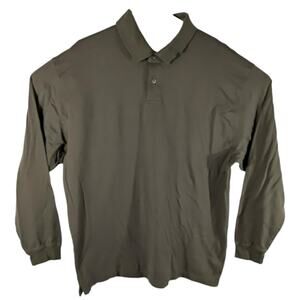 Turnbury Long Sleeve Polo Shirt Olive Green Brown Mens Size XL
